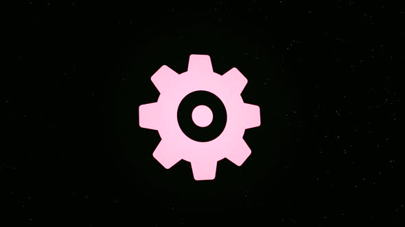 The gear icon is sprayed into small dots alt