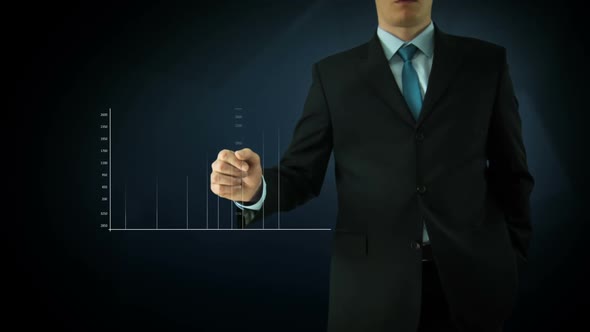 Businessman Interactivity Touchen, Touchscreen Technology Motion Graphics, Blue Abstract Scre