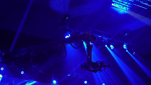 TV show, crane. Video camera on the tap when shooting a television show. Live event