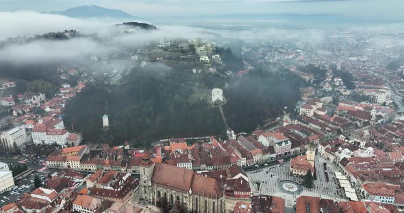 Beautiful Foggy Morning in the Center of Brasov