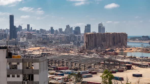 A timelapse video of the massive explosion site at Beirut Port, Lebanon