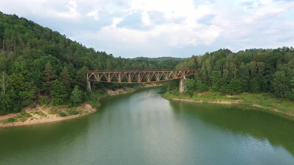 Aerial view of Pilchowicki bridge, Poland alt