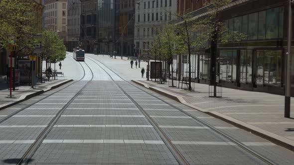 Empty streets of the city of Brno during Coronavirus disease 2019 (Covid-19) in the Czech Republic alt