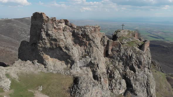Aerial view of Kojori fortress. Sakartvelo. april 2019 alt