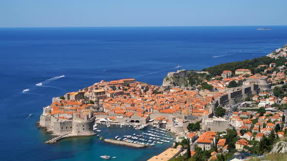 Dubrovnik Old City View, Tourist Travel Destination, Mediterranean Sea, Croatia