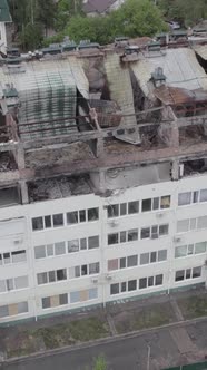 Vertical Video of a House That Was Damaged During the War in Ukraine alt