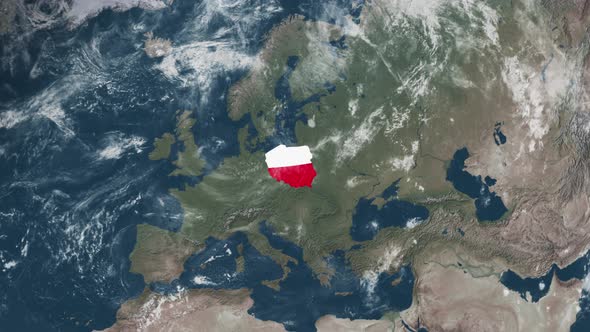 4K Globe Map of Poland with a flag (Highlighted) alt