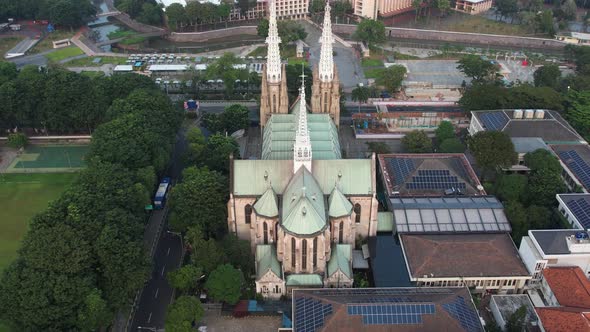 Aerial view of Jakarta cathedral. alt