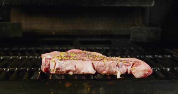 Porterhouse Or T-Bone Steak On A Barbecue