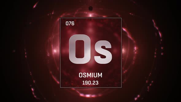 Osmium as Element 76 of the Periodic Table On Red Background