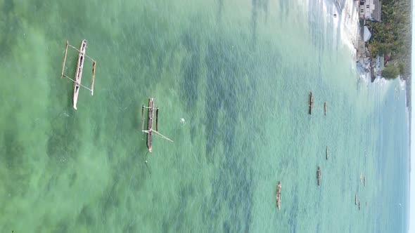 Zanzibar Tanzania  Vertical Video of the Ocean Near the Coast Slow Motion alt