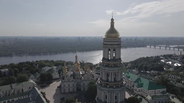 Kyiv Pechersk Lavra. Slow Motion. Aerial View, Flat, Gray alt