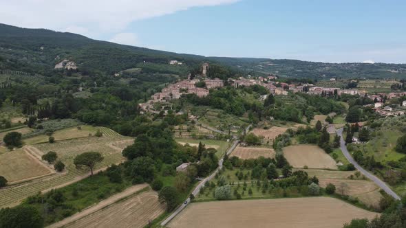 Stunning aerial view of the medieval Tuscan village of Cetona