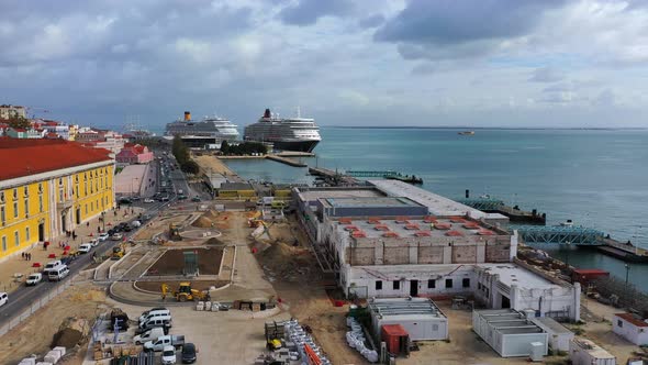 Aerial View Over Commerce Square in Lisbon Called Praca Do Comercio  the Central Market Square alt