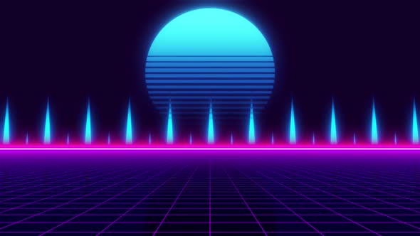 Retro cyber futuristic neon style