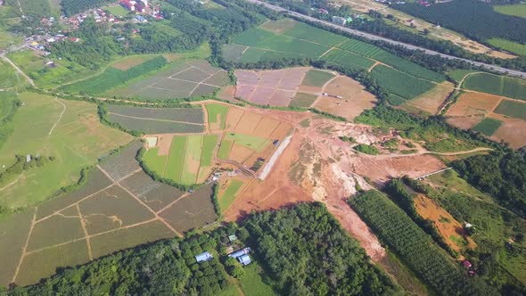 Aerial agriculture farm at rural area at Penang alt