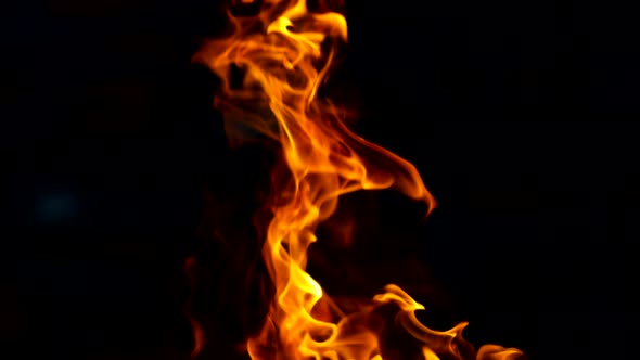 Fire Flames and a Lot of Bright Sparks Are Flying From the Fire at Night alt