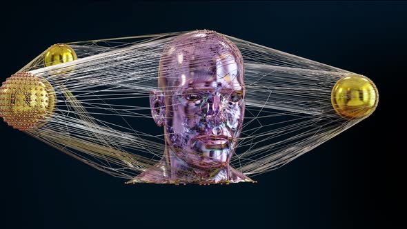 metalic balls, human face, bust, wireframe, abstract art 3d sphere, Oddly satisfying alt