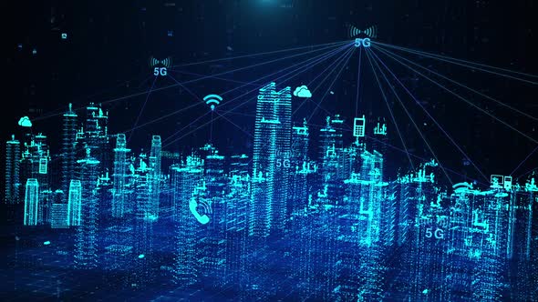 5g Network Signal Connection Of Internet Of Things In Virtual Technology Smart Digital City alt