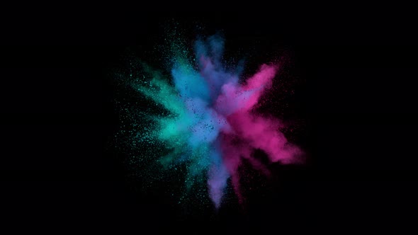 Super Slow Motion Shot of Color Powder Explosion Isolated on Black Background at 1000Fps alt