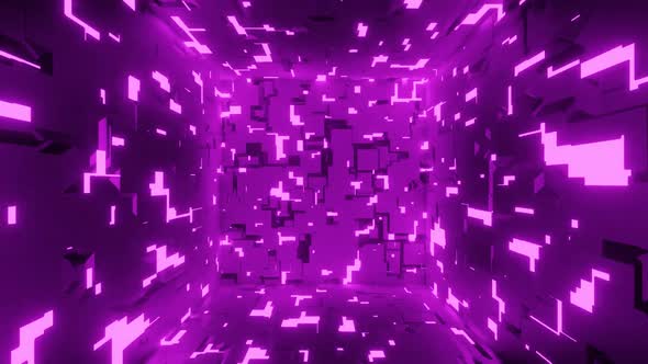 Futuristic purple pulsating flash cube.