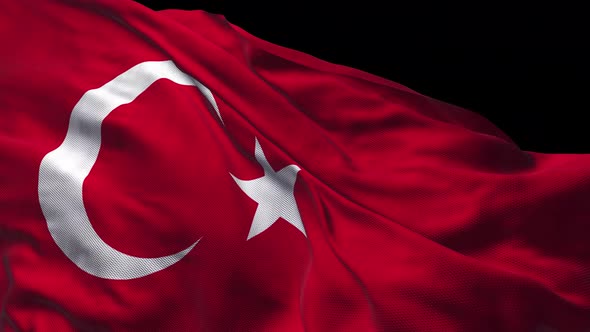 Turkish flag waving in the wind. Realistic flag background.
