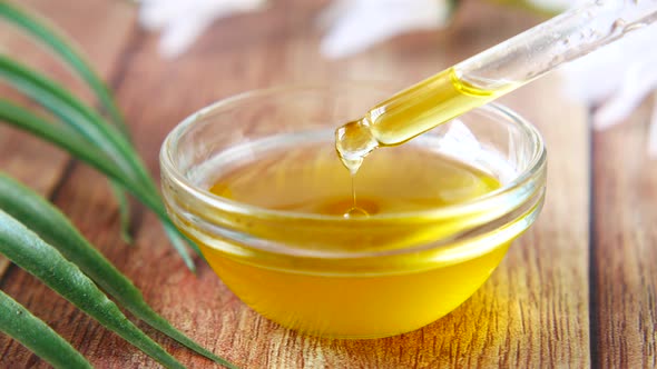 Drop Falls From a Pipette Into a Cosmetic Bottle alt