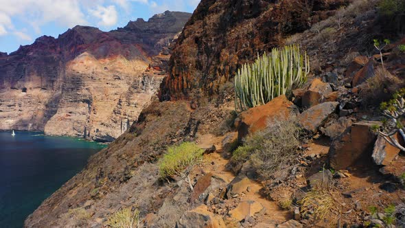 Los Gigantes Cliffs Closeup on Tenerife Spectacular Aerial View alt