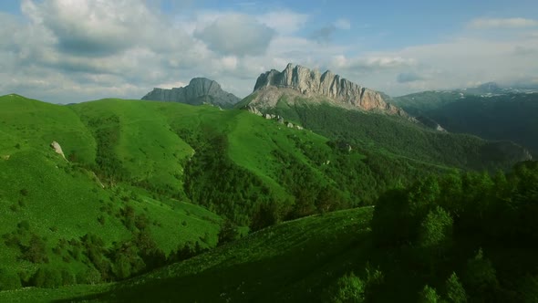 Aerial View Above Mountain Acheshbock In Caucasus alt