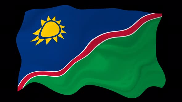 Namibia Flag Wave Motion Black Background