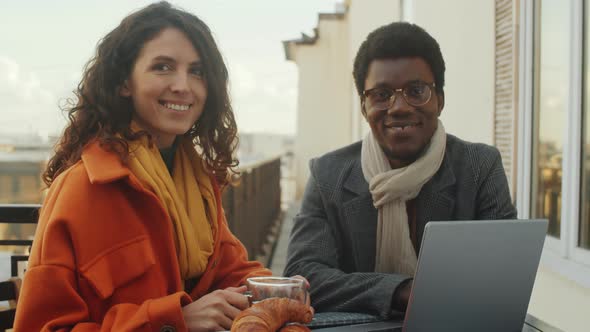 Portrait of Multiethnic Colleagues on Rooftop Terrace alt