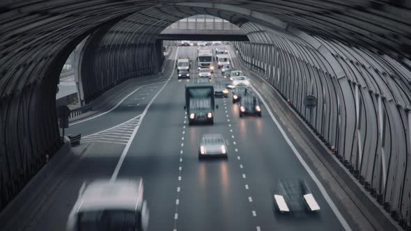 Timelapse Shot Car Traffic City Highway alt