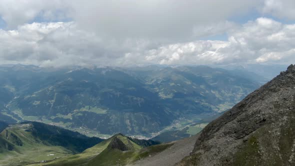 Aerial view of Alps near Zillertal in Austria. alt