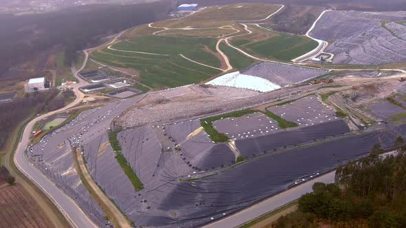 Aerial Circle Dolly Over Sogama Landfill Site In Galicia, Spain alt