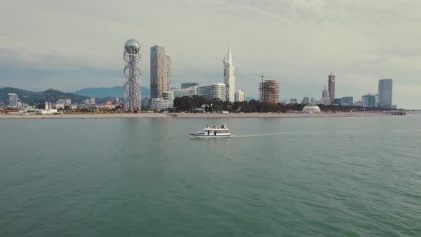 Awesome Aerial View of Batumi City Harbor and Black Sea Georgia Europe alt