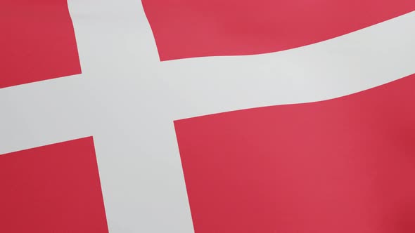 National Flag of Denmark Waving Original Size and Colors 3D Render Dannebrog with White Scandinavian alt