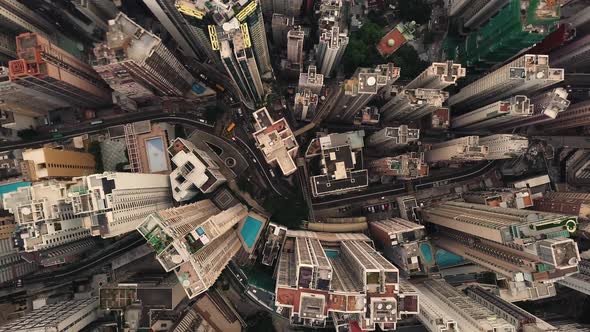 Modern Skyscrapers In Hong Kong City. buildings in Hong Kong city on sunrise. alt