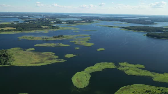 Top View of the Snudy and Strusto Lakes in the Braslav Lakes National Park, the Most Beautiful Lakes alt
