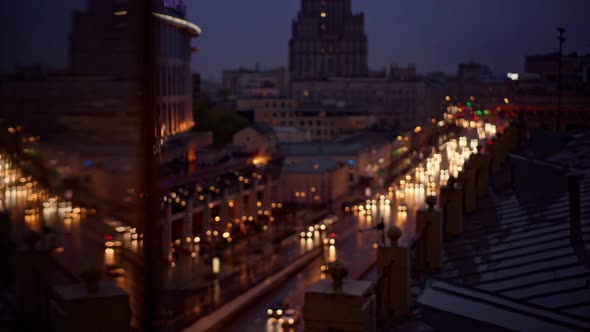 A Beautiful View From the Top of the City of Moscow at Night alt