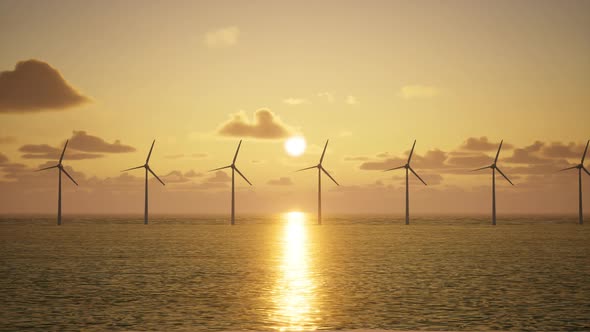 Wind Turbines And Sea