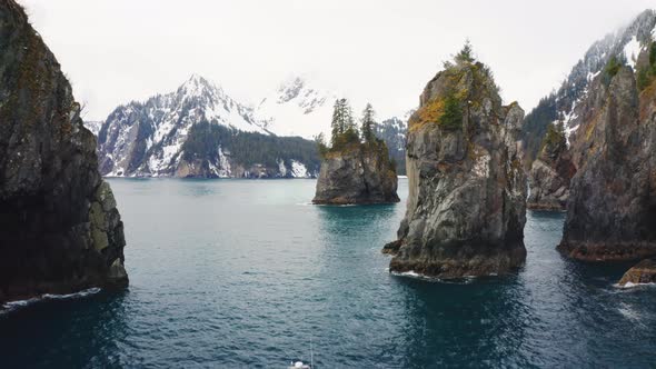 Fishing Boat along Arctic Coastline