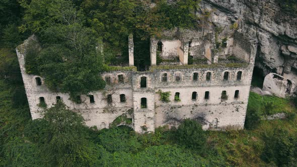 Aerial view of Destoyed and abandoned monastery of Vazelon alt