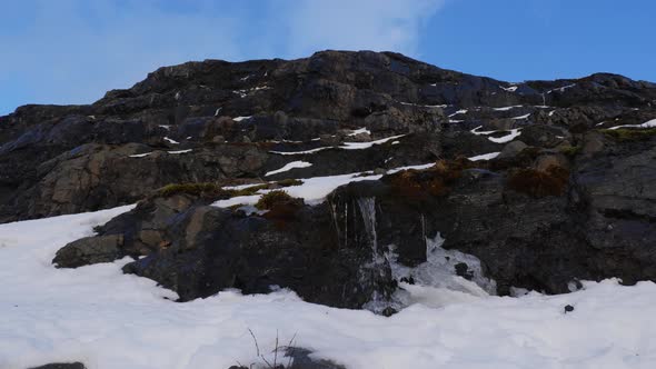 Iceland Water Falling Over Edge Of Tall Mountain In The Winter 3