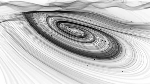 White and Black Swirl of Lines with Particles