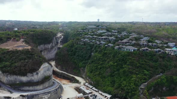 Aerial above nature of perfect bay beach wildlife by blue water with white sandy background of a day alt