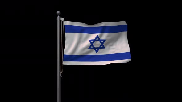 Israel Flag On Flagpole With Alpha Channel alt
