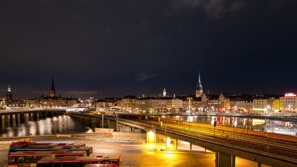 4K Timelapse of Stockholm Night Sweden Scandinavia alt