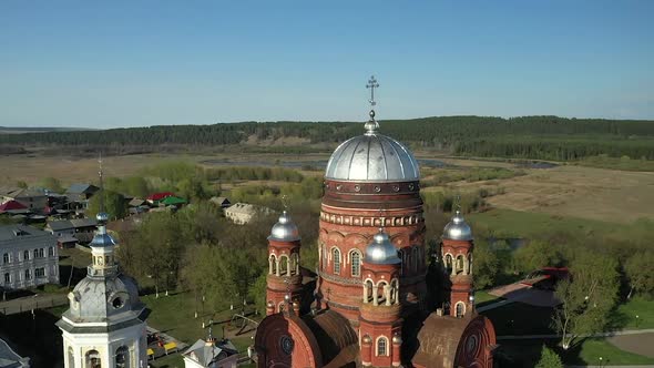 Aerial View on Old Church in Urzhum Town of Kirov Region