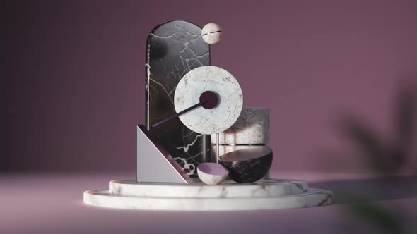 Infinite loop animation of lever swinging from side to side and bouncing small marble ball alt