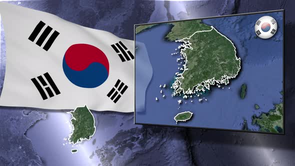 South Korea Flag And Map Animation alt